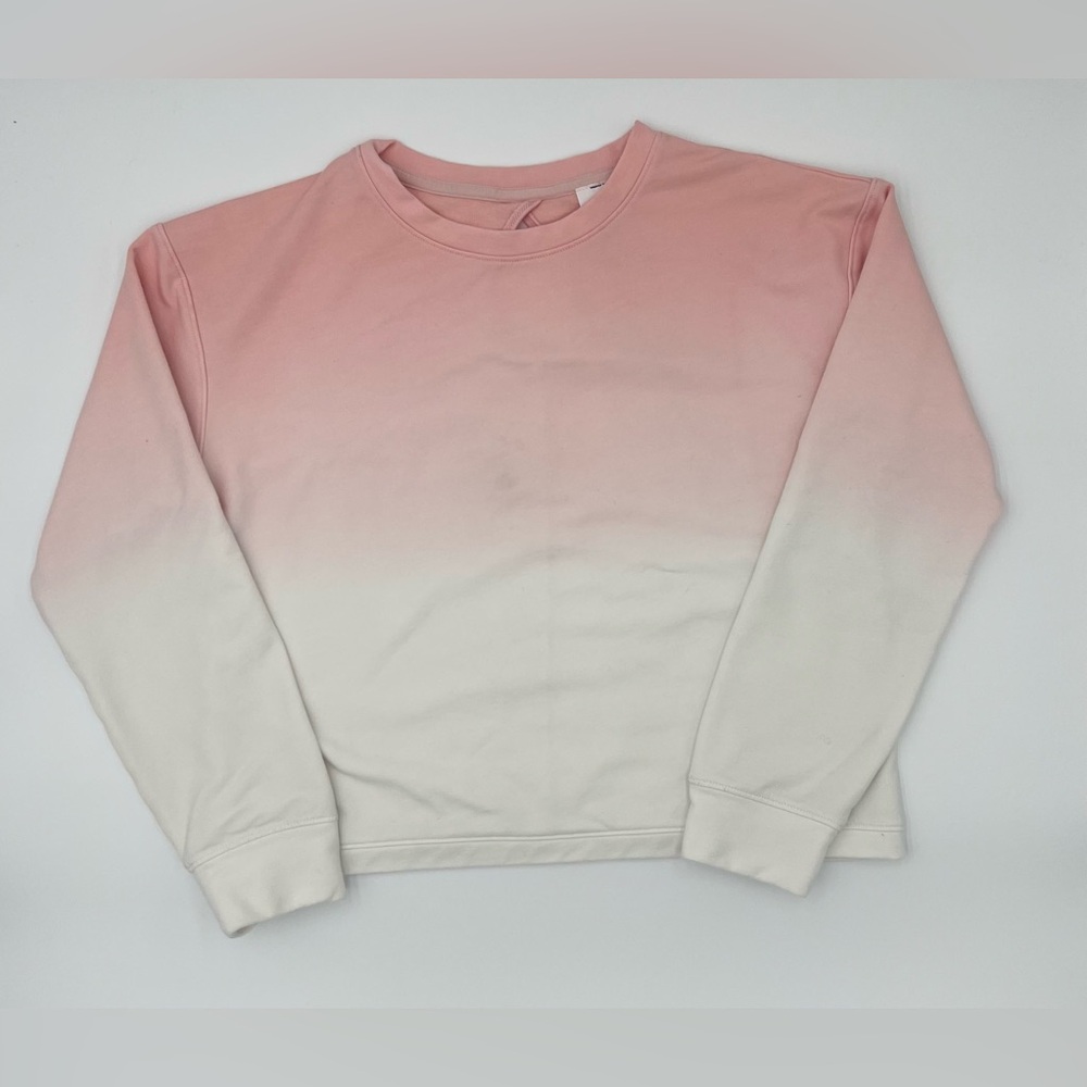 Kids All in Motion Pink & White Activewear Long Sleeve Slightly Crop Top Sz L
